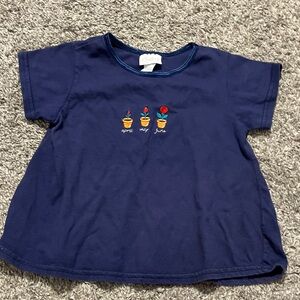 Vintage Carter's Navy Blue Kids Tee with Plant Embroidery size 12-18 months